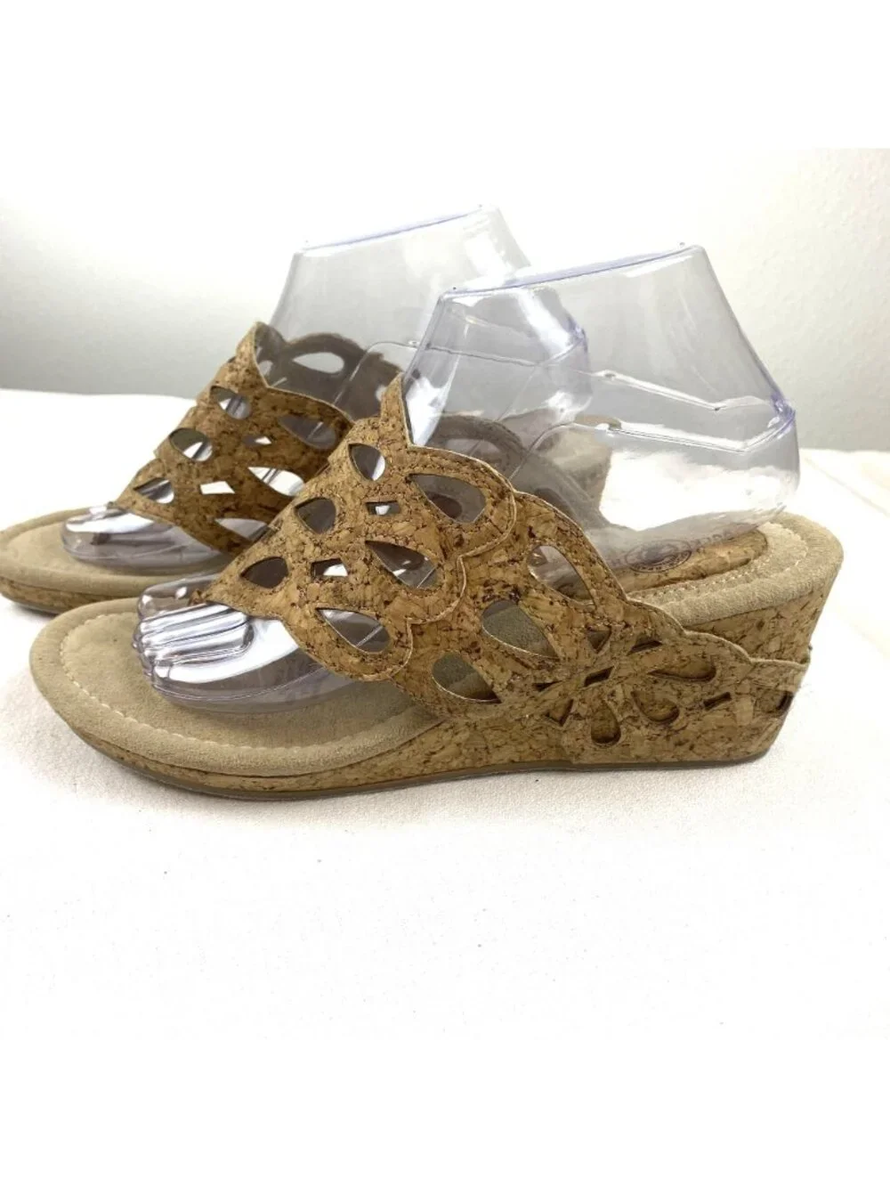Duck Head Women's Tan Slip-On Cork Dressy Open Toe Wedge Sandals 3